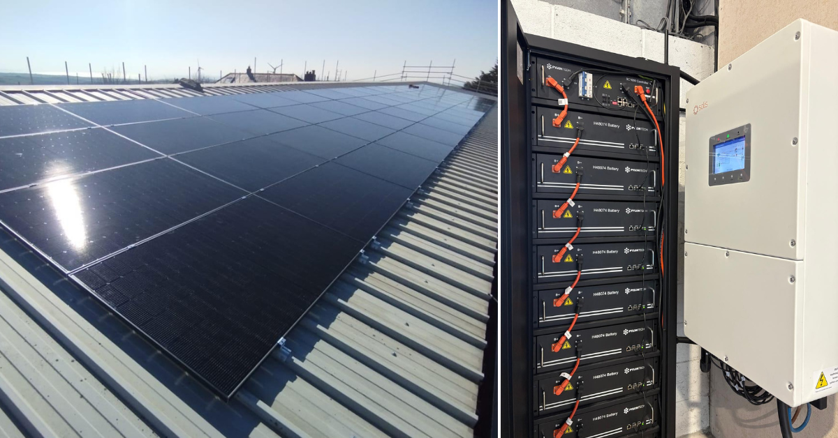 A commercial solar and battery installation in Cornwall